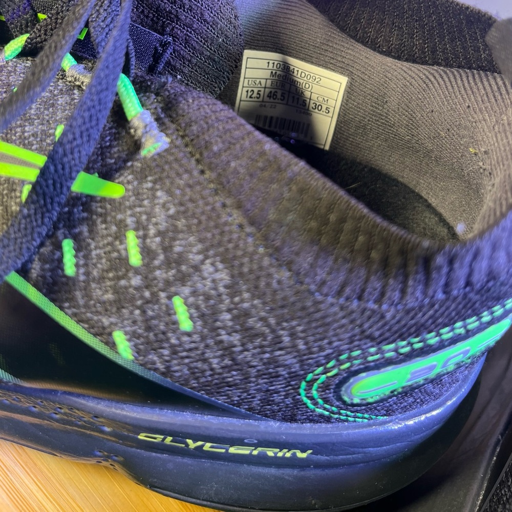 🔥 BROOKS GLYCERIN STEALTHFIT 20 BLACK NEON MENS SHOES SZ 12.5 MED(D) 1103841D092 - Picture 9 of 9
